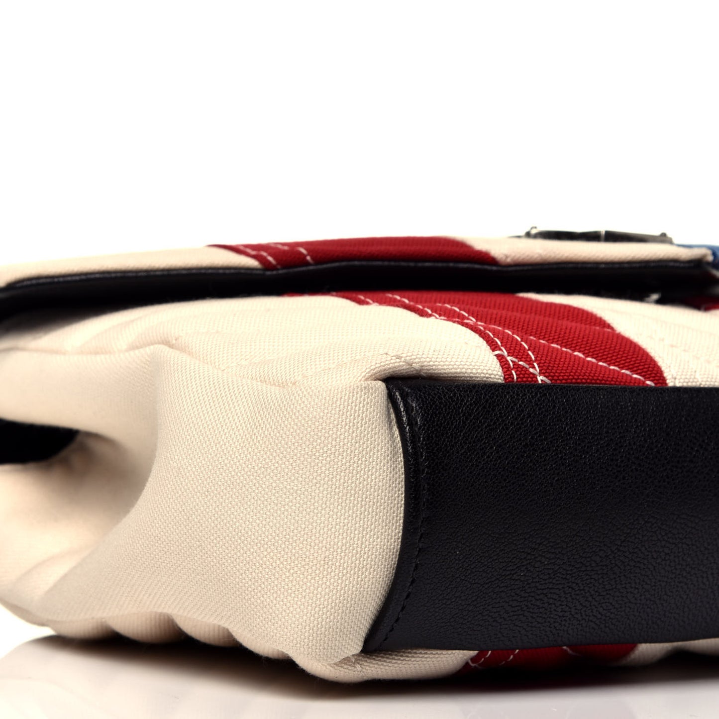 Canvas Matelasse Chevron American Flag Monogram Medium College Bag Red Blue