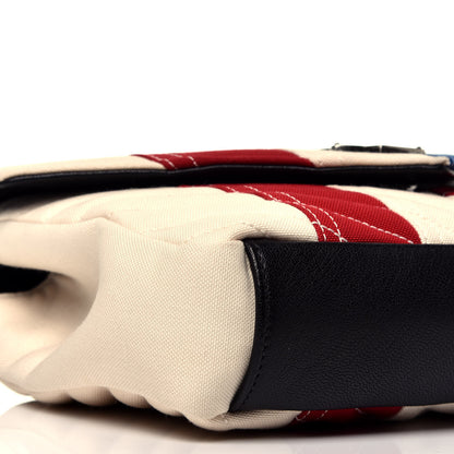Saint Laurent Canvas Matelasse Chevron American Flag Monogram Medium College Bag Red Blue 9 of 10