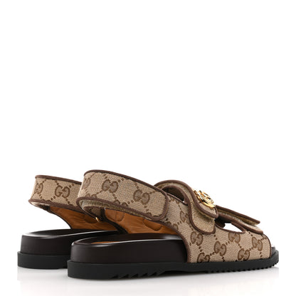 Gucci GG Monogram Lavaredo Eco Fabric Womens Slide Sandals With Straps 36 Beige Ebony Light Brown 5 of 10