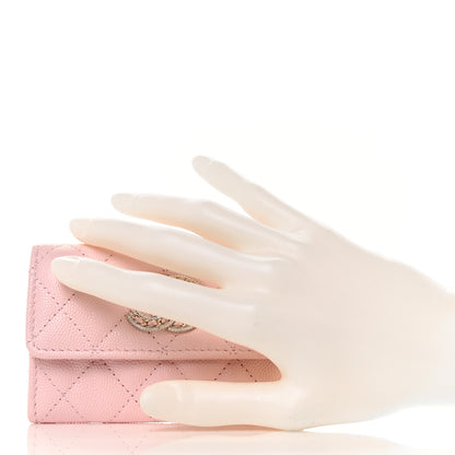 Chanel Caviar Quilted Crystal CC Flap Card Holder Pink 2 of 11