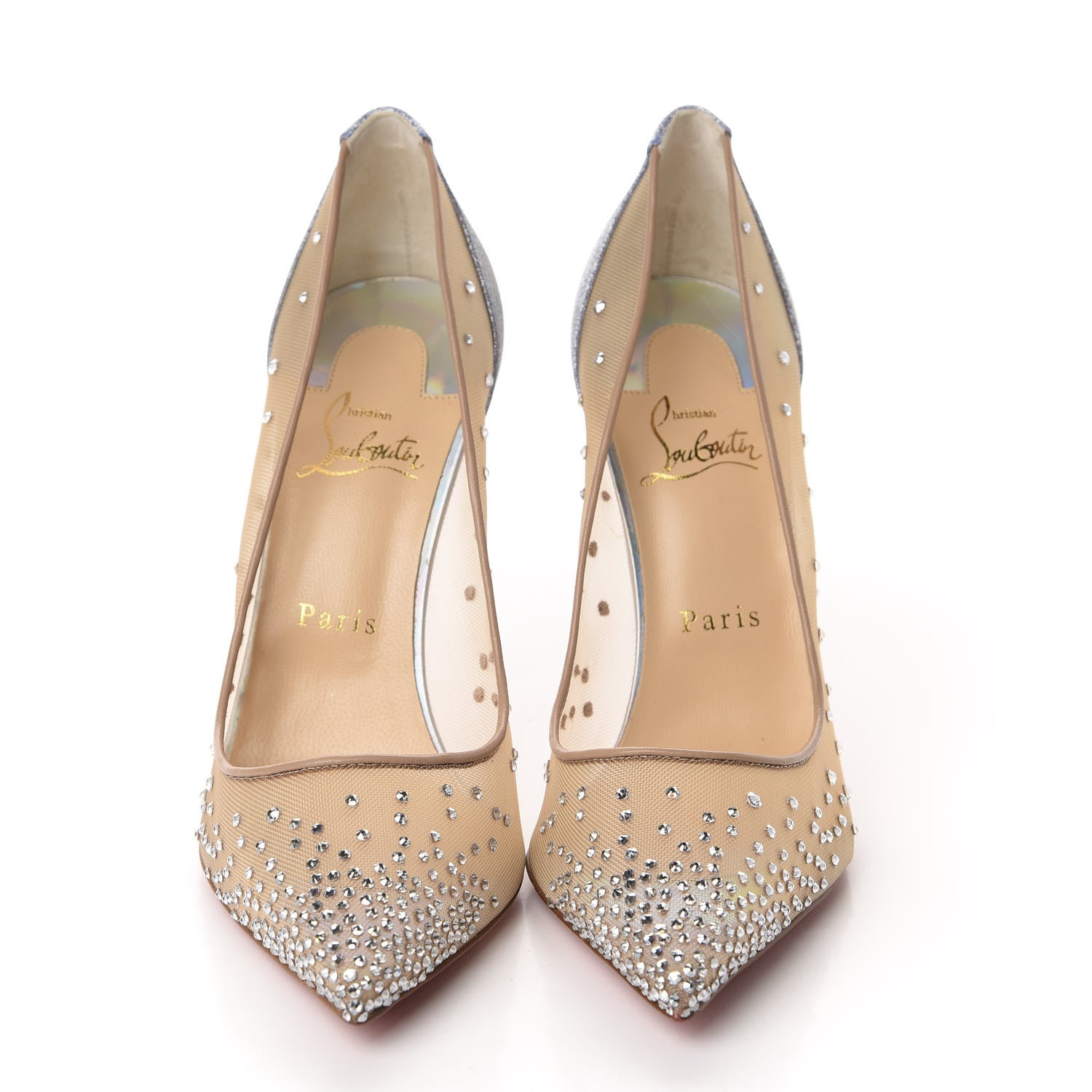 Christian Louboutin Rete Glitter Mini Specchio Strass Follies 100 Pumps 39.5 Version Jeans 2 of 9