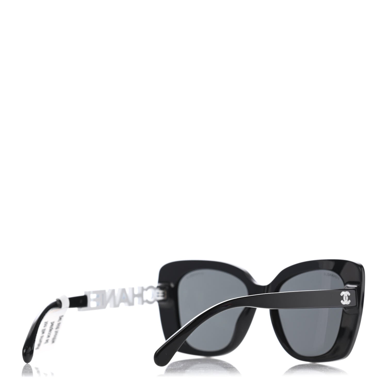 Chanel Acetate Strass Square Sunglasses 5422 Black White 4 of 4