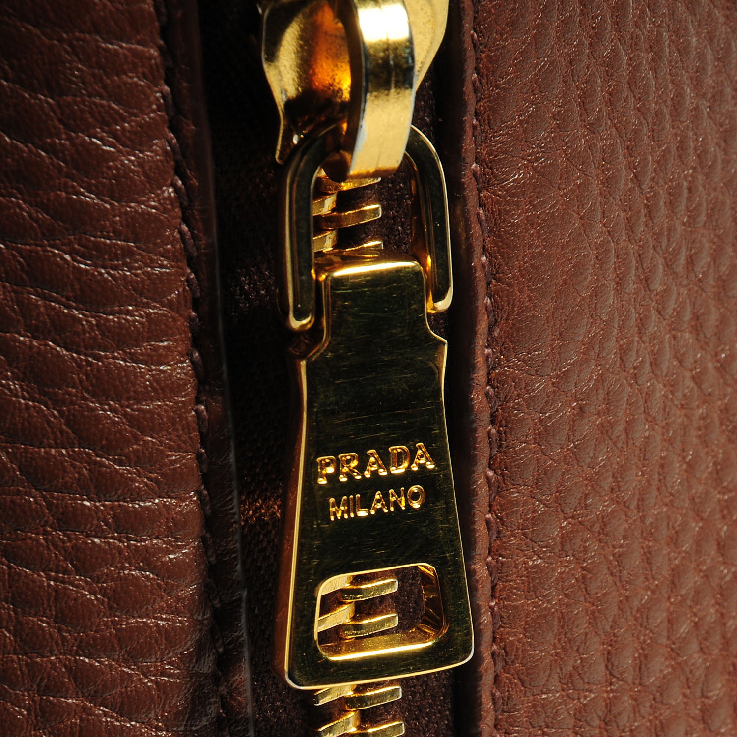 Prada Vitello Daino Side Zip Shopping Tote Palissandro 4 of 16