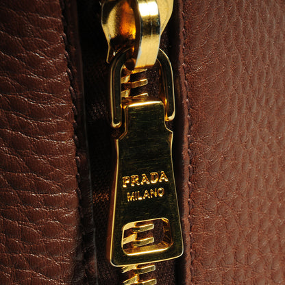 Prada Vitello Daino Side Zip Shopping Tote Palissandro 4 of 16