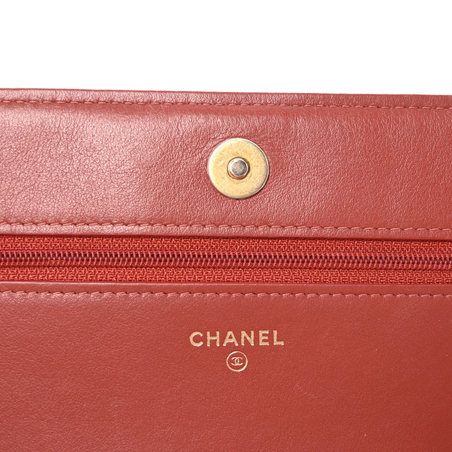 Calfskin Quilted Boy Wallet On Chain WOC Red