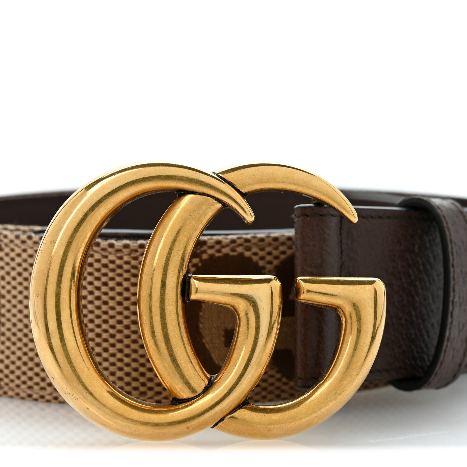 Gucci Monogram Jumbo GG Textured Dollar Calfskin Double G 40mm Belt 100 40 Camel Ebony 7 of 7