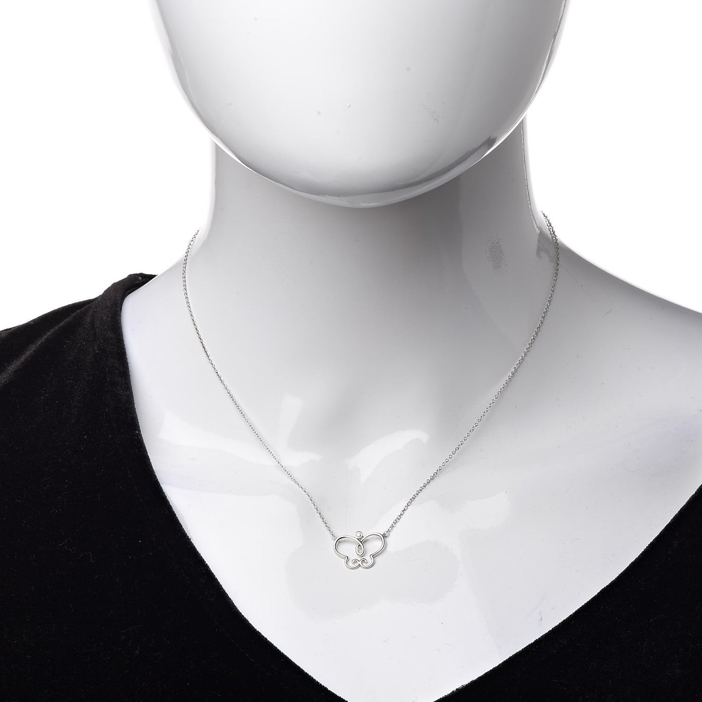 18K White Gold Diamond Paloma Picasso Butterfly Pendant Necklace