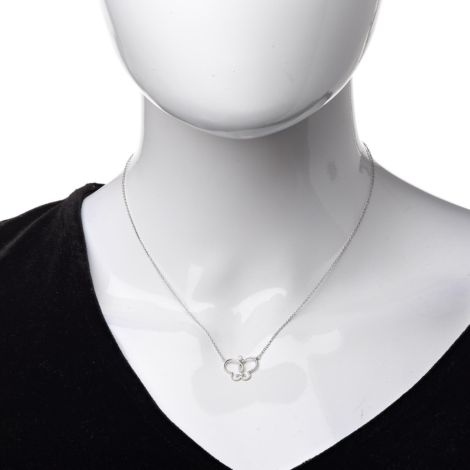 Tiffany 18K White Gold Diamond Paloma Picasso Butterfly Pendant Necklace 2 of 4