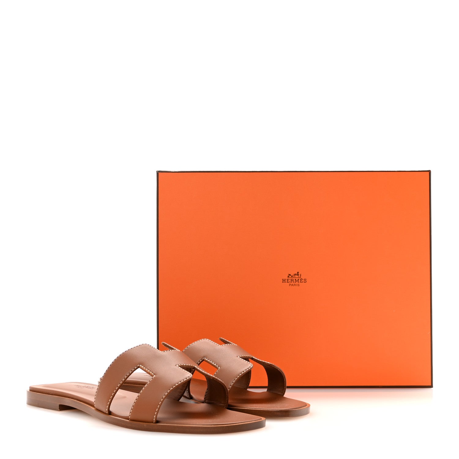 Hermes Box Calfskin Oran Sandals 38 Gold 10 of 10