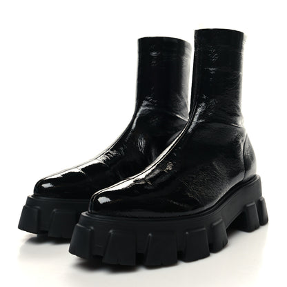 Prada Patent Naplak Tech Monolith 55mm Boots 40 Black 3 of 8