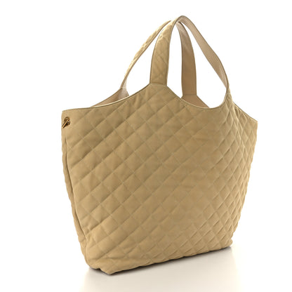 Saint Laurent Nubuck Suede Quilted Maxi Icare Shopping Tote Beige 4 of 10