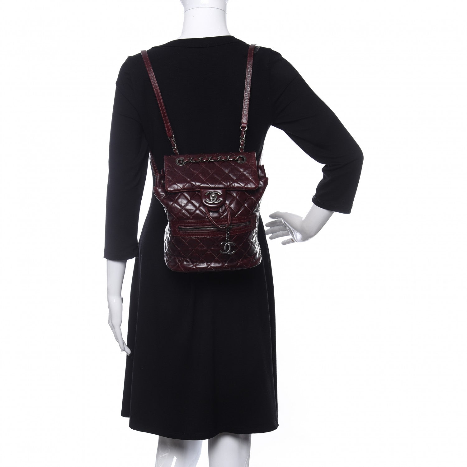 Chanel Glazed Calfskin Quilted Small Salzburg Backpack Burgundy 2 of 10