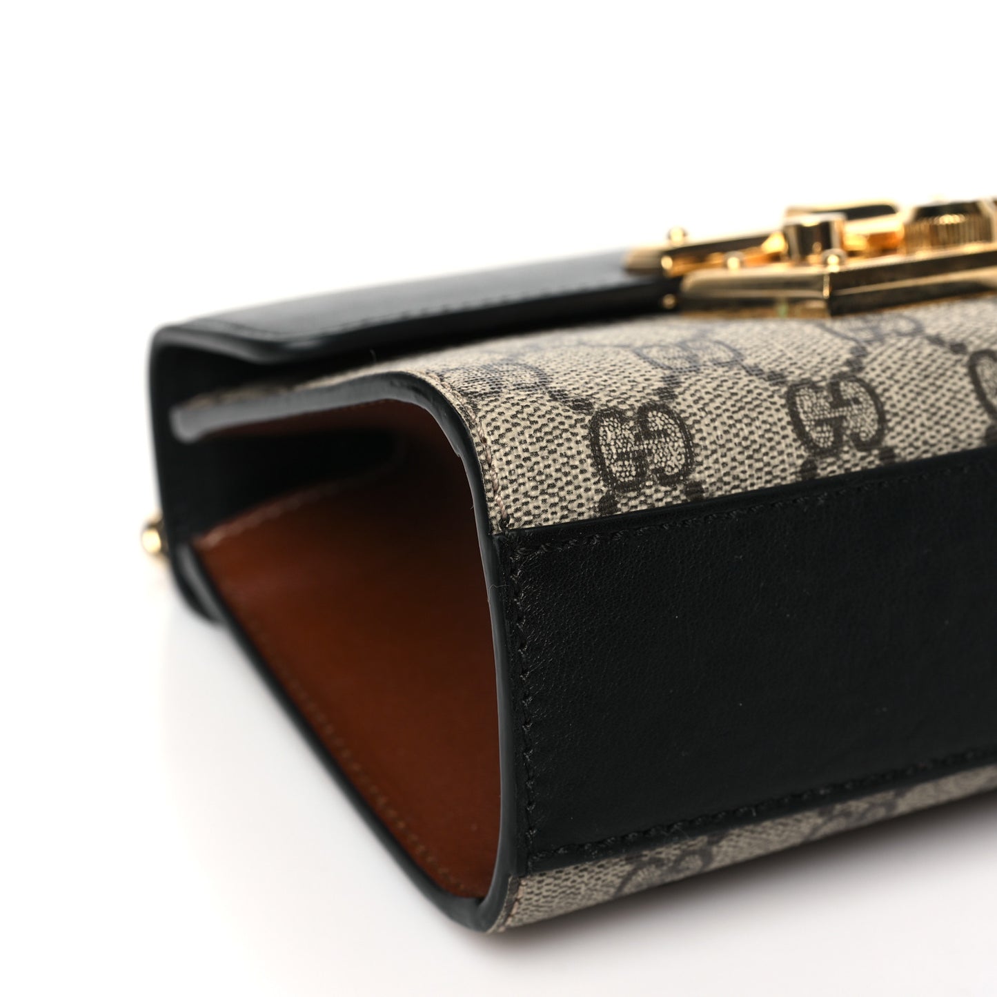 GG Supreme Monogram Calfskin Small Padlock Shoulder Bag Beige Black Cuir