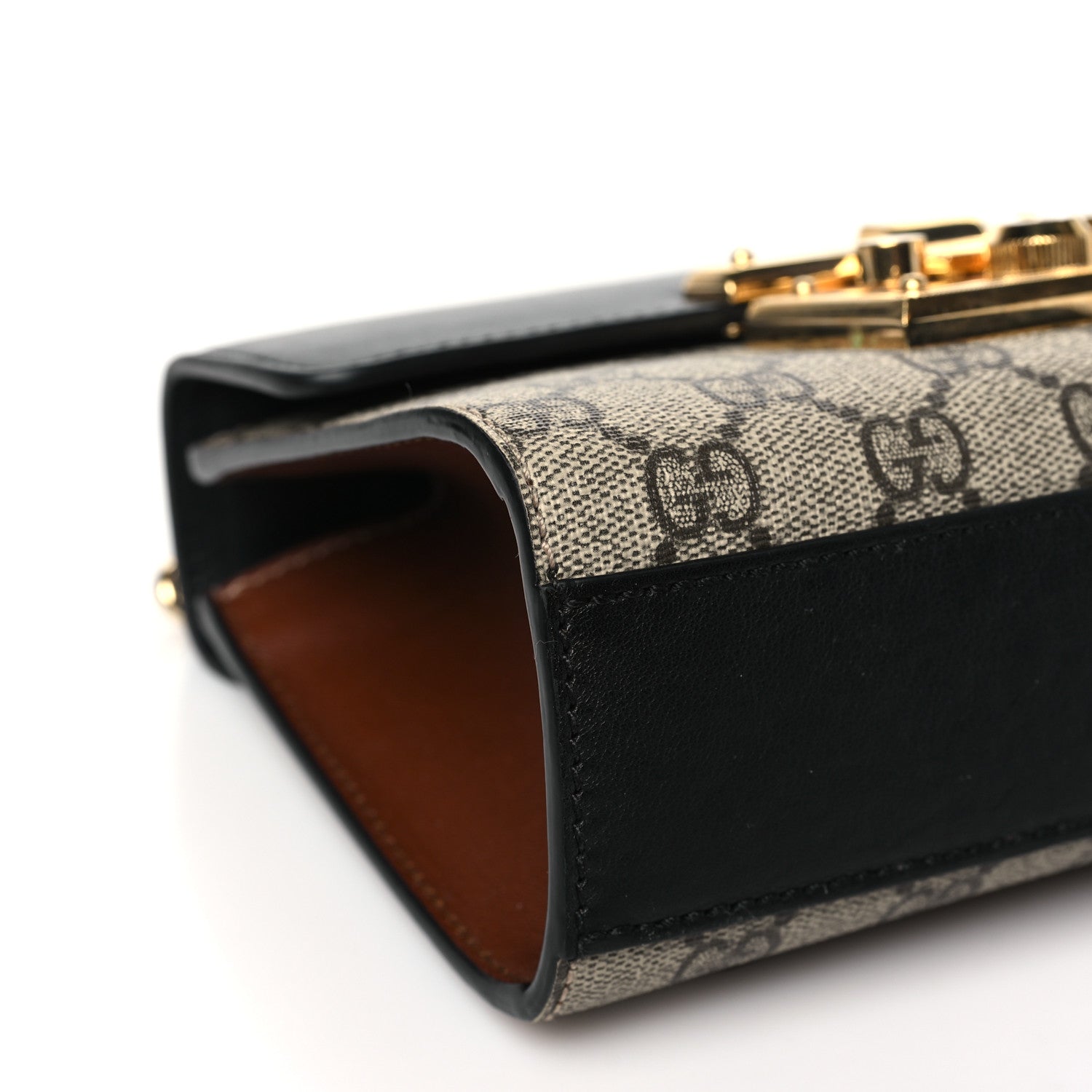 Gucci GG Supreme Monogram Calfskin Small Padlock Shoulder Bag Beige Black Cuir 9 of 14