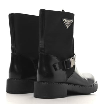 Prada Spazzolato Re-Nylon Metal Triangle Logo Buckled 50mm Biker Boots 40.5 Black 5 of 11