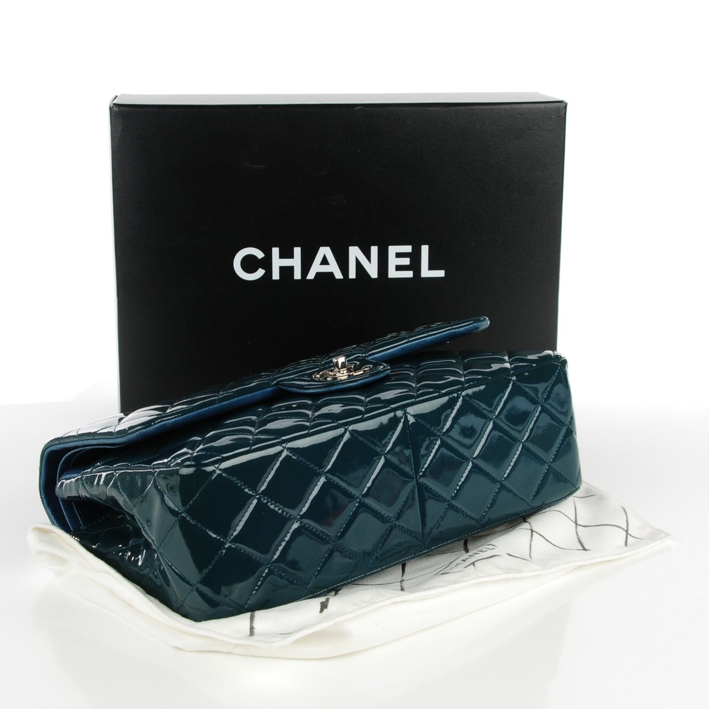 Patent Quilted Jumbo Double Flap Turquoise