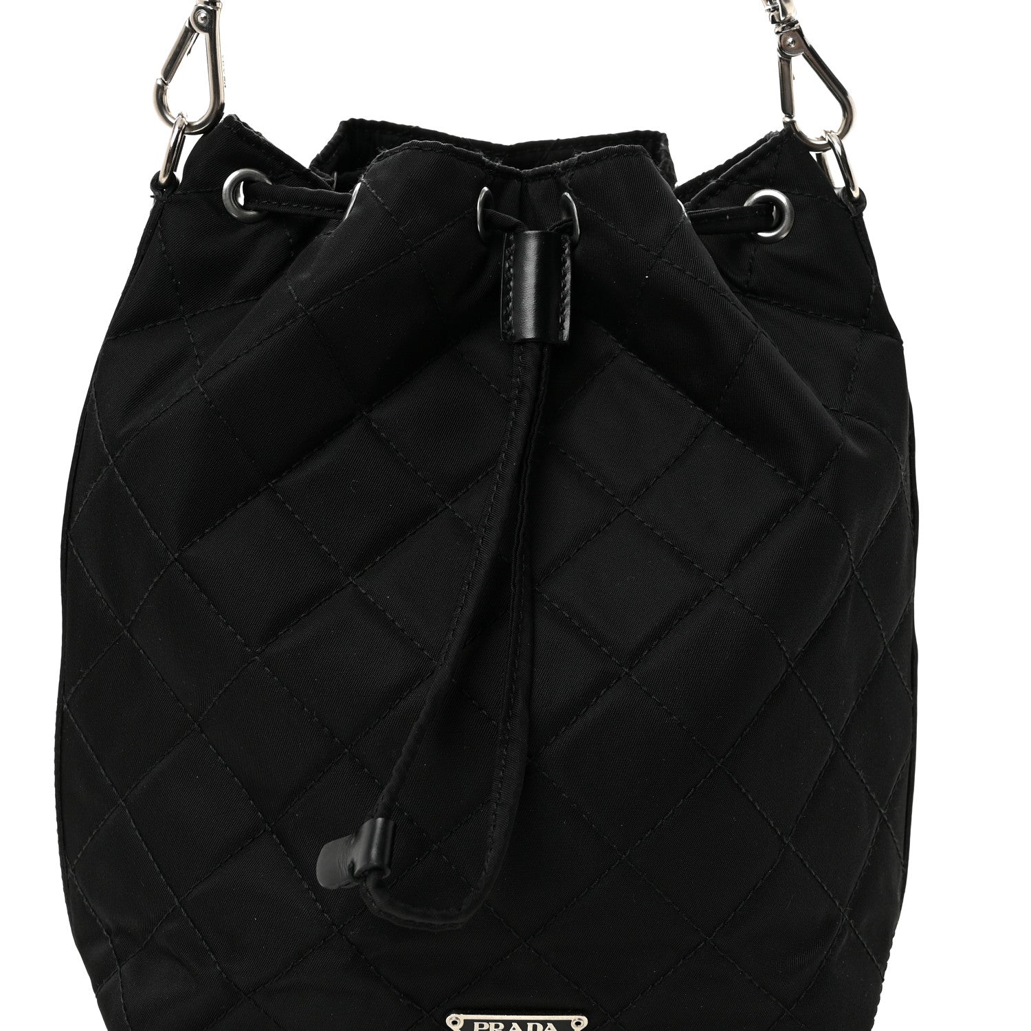 Prada Tessuto Nylon Quilted Drawstring Bucket Bag Black 8 of 10