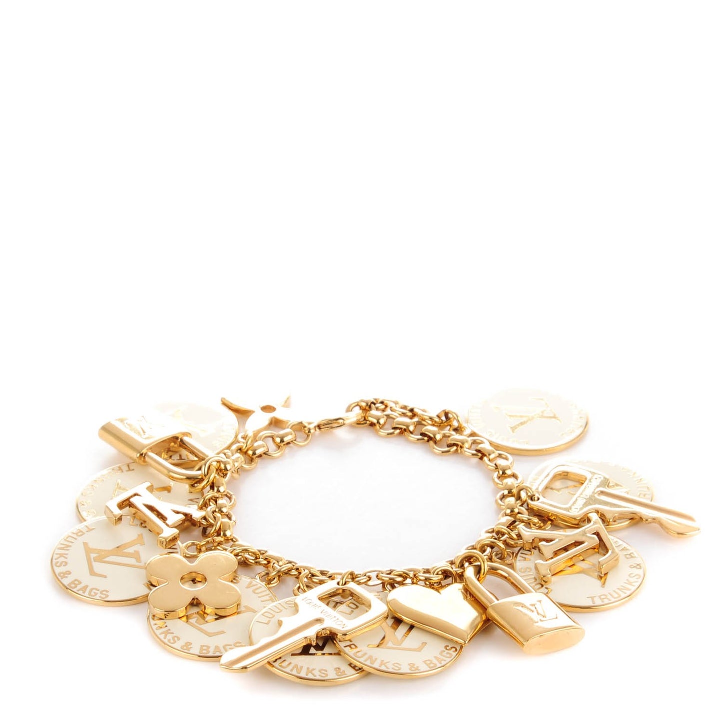 Trunks and Bags Breloques Bracelet Gold White