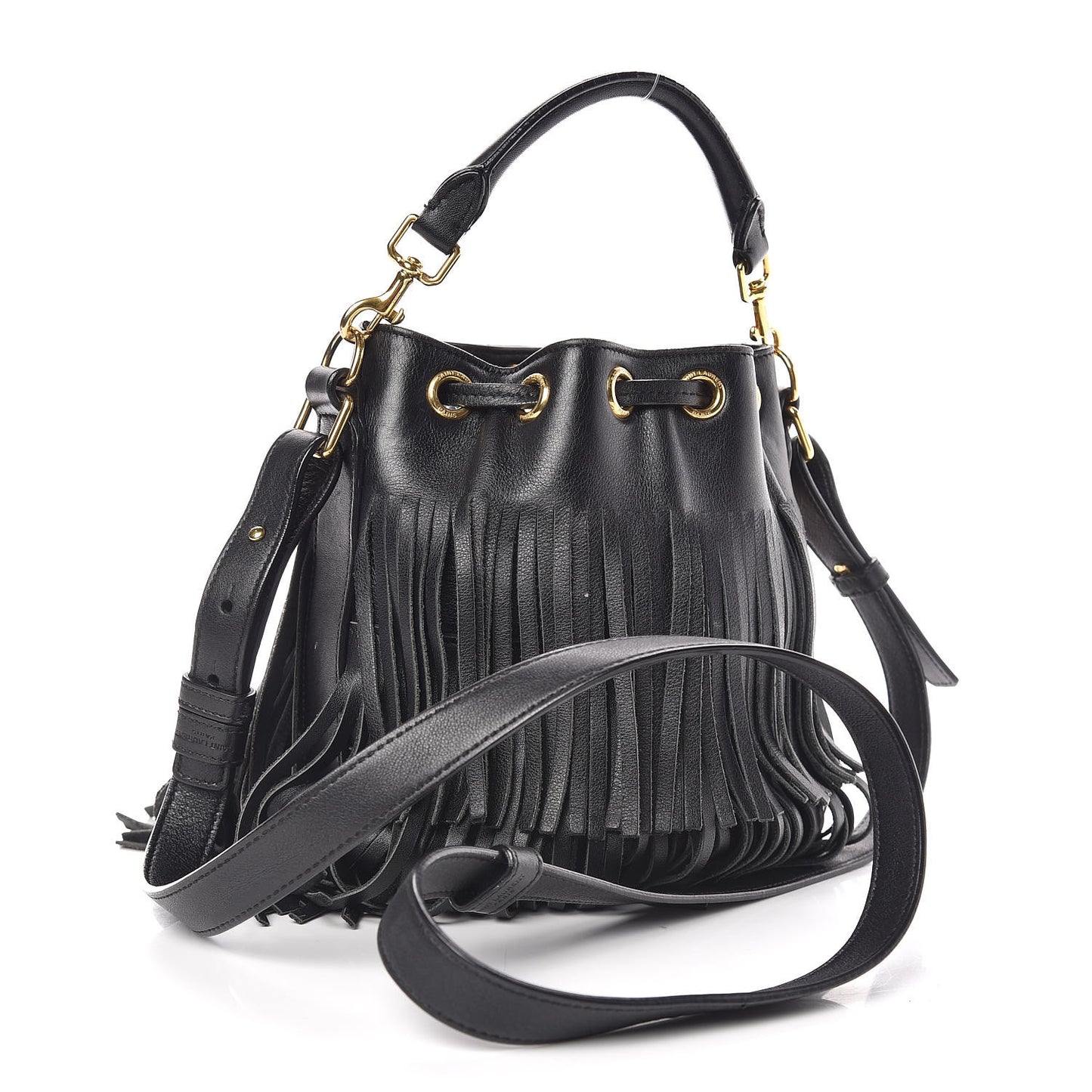 Calfskin Small Emmanuelle Fringe Hobo Bag Black