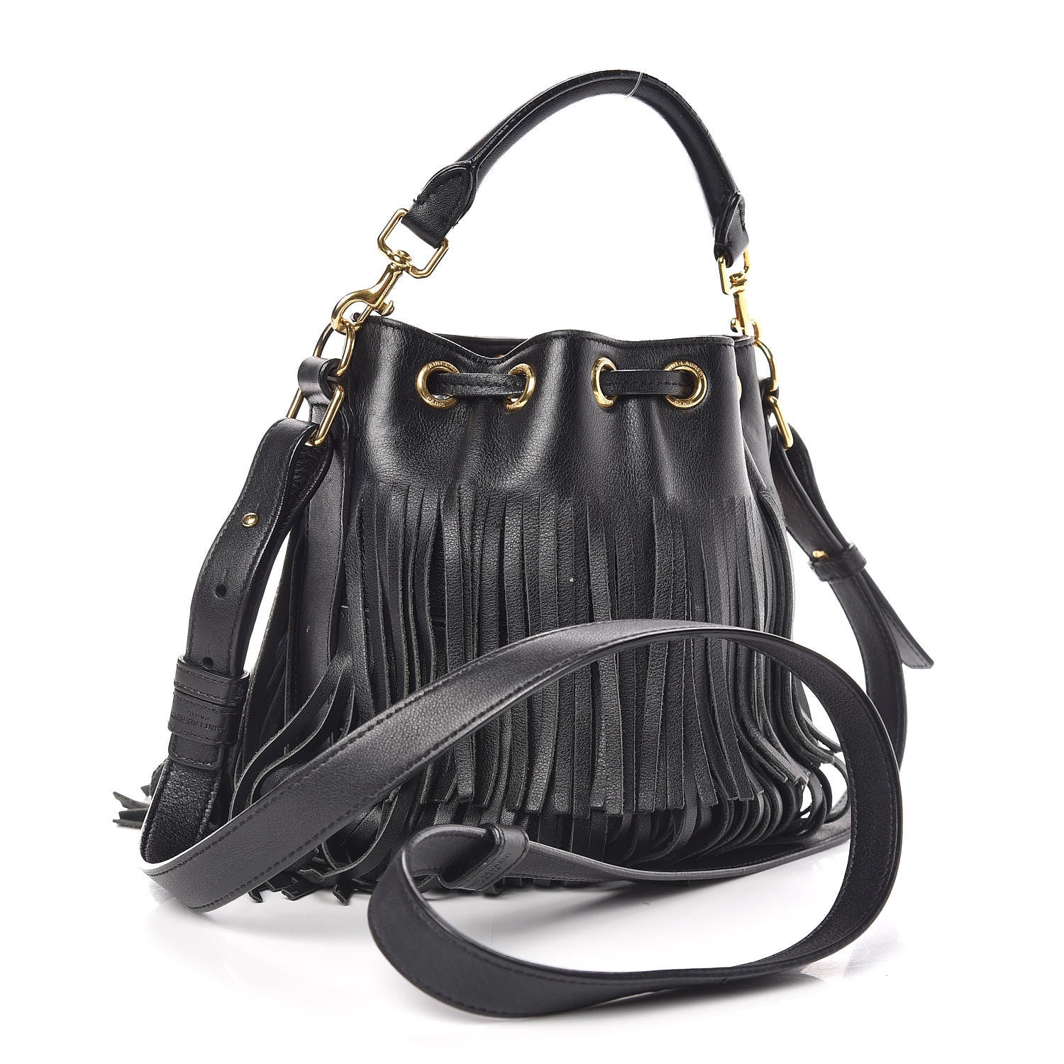 Saint Laurent Calfskin Small Emmanuelle Fringe Hobo Bag Black 3 of 8