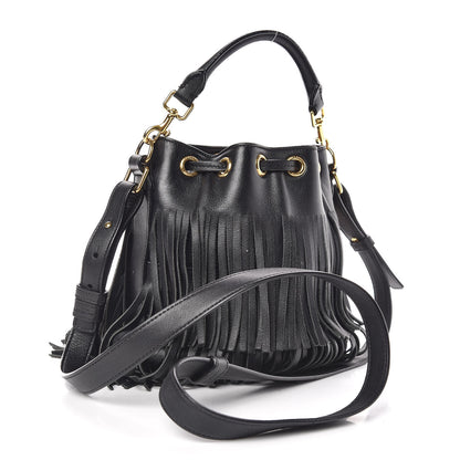Saint Laurent Calfskin Small Emmanuelle Fringe Hobo Bag Black 3 of 8