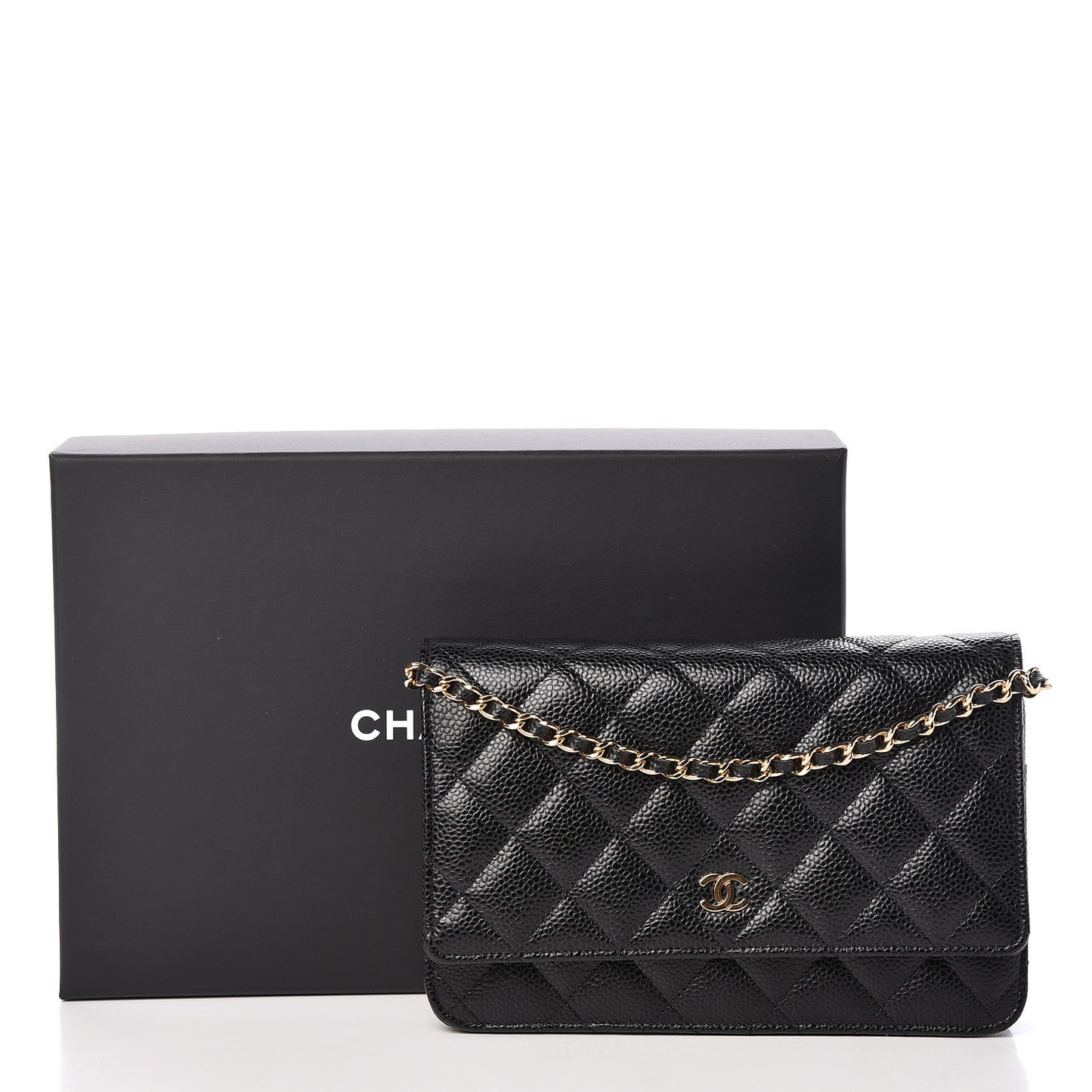 Caviar Quilted Wallet On Chain WOC Black