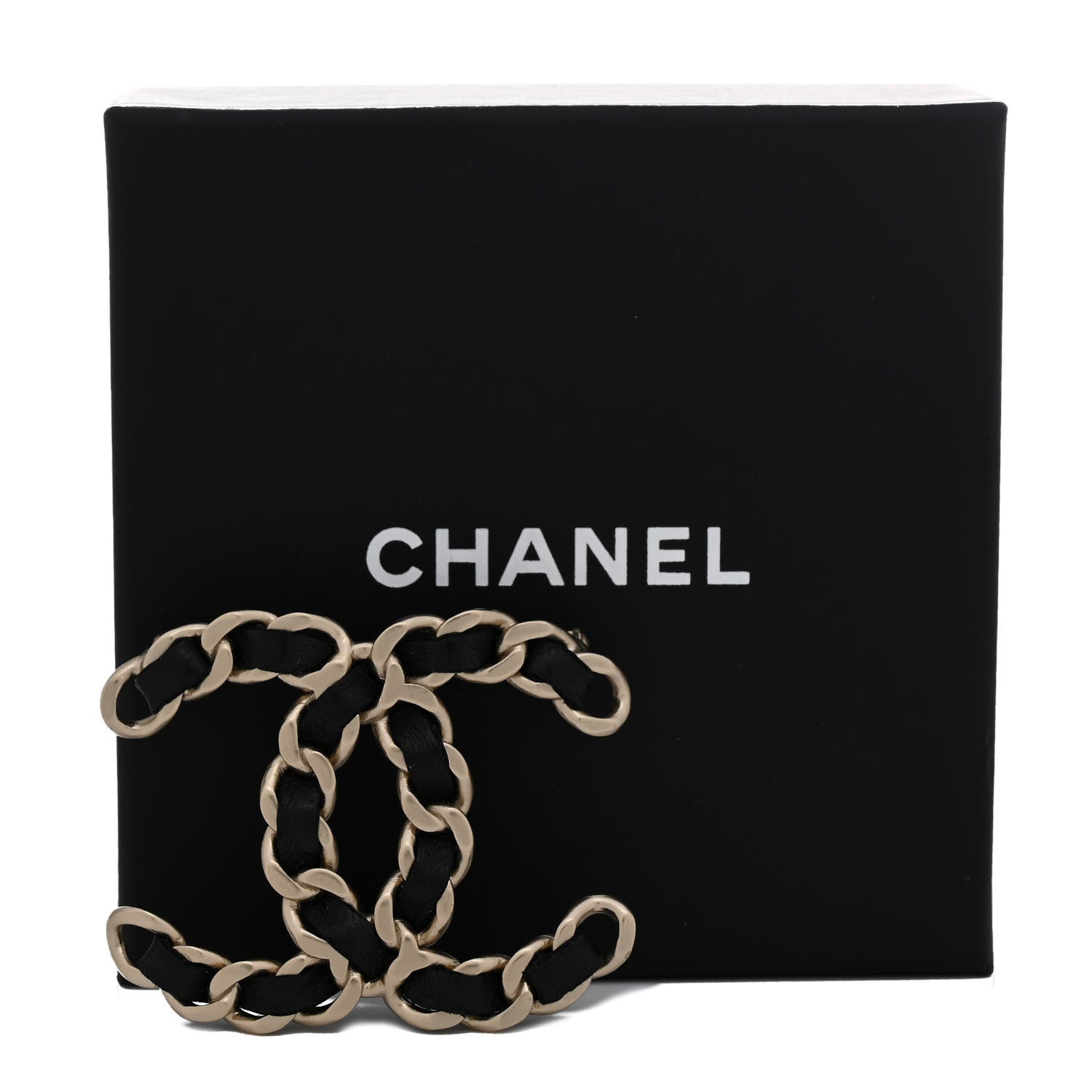 Chanel Lambskin Chain CC Brooch Black Gold 4 of 4