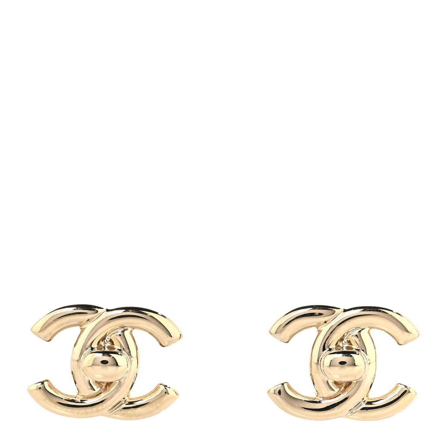 Metal CC Turnlock Earrings Gold