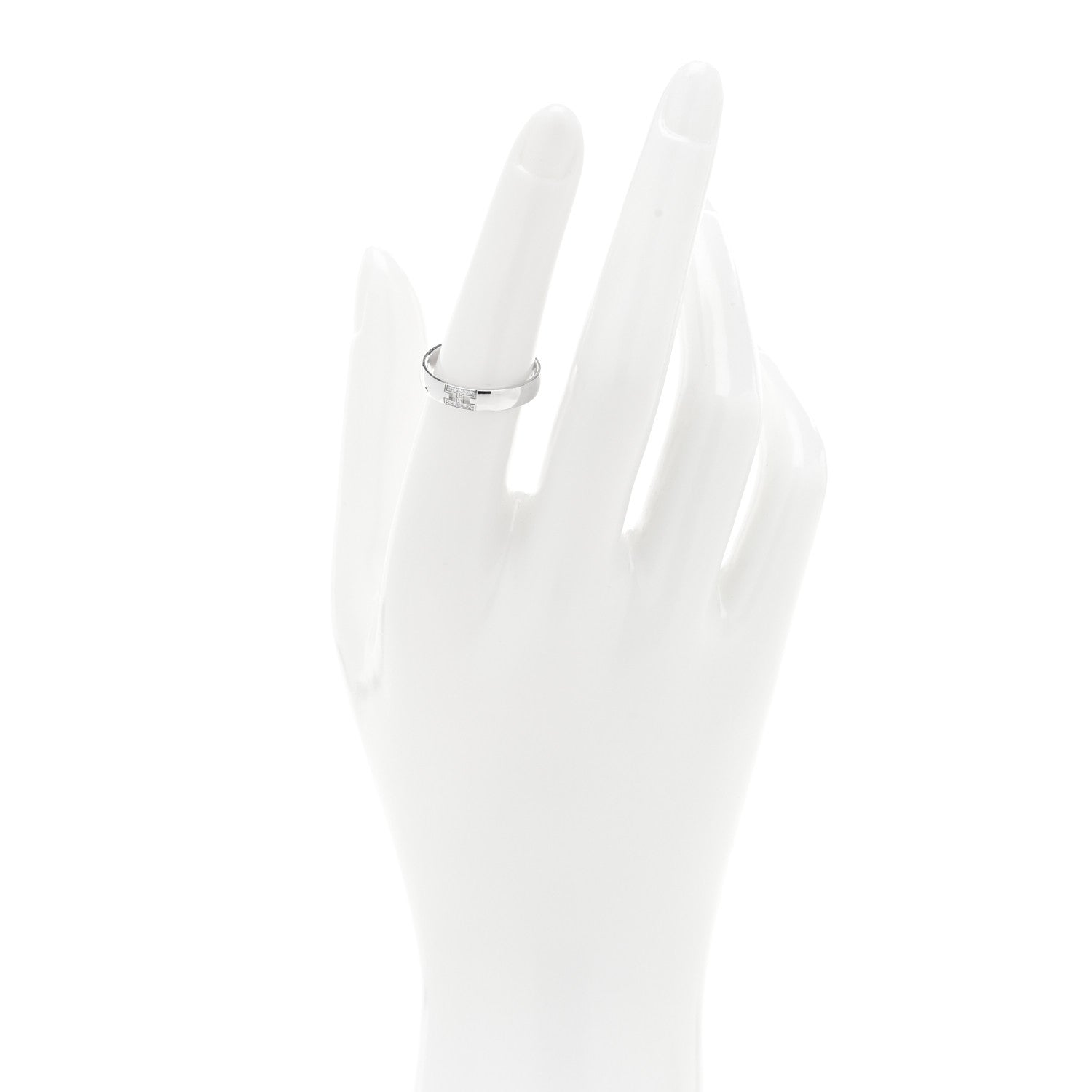 Hermes 18K White Gold Diamond Ever Herakles Wedding Band Ring 52 6 2 of 5