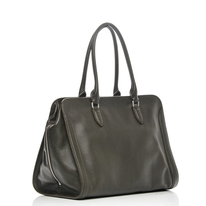 Alexander McQueen Pebbled Calfskin Large Skull Padlock Zip Around Tote Verde Militare 3 of 7