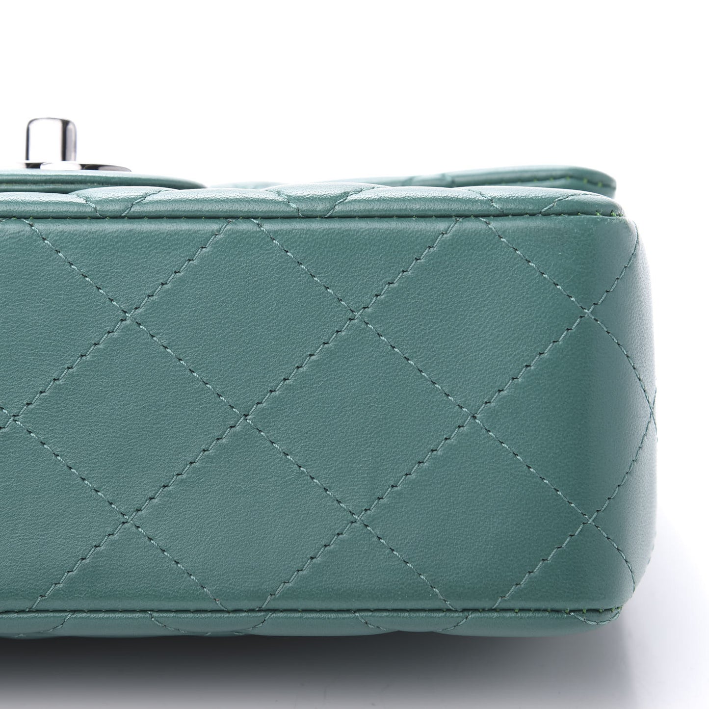 Lambskin Quilted Mini Rectangular Flap Green