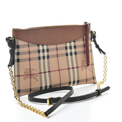 Burberry Haymarket Check Peyton Crossbody Clutch Bag Toffee 3 of 11