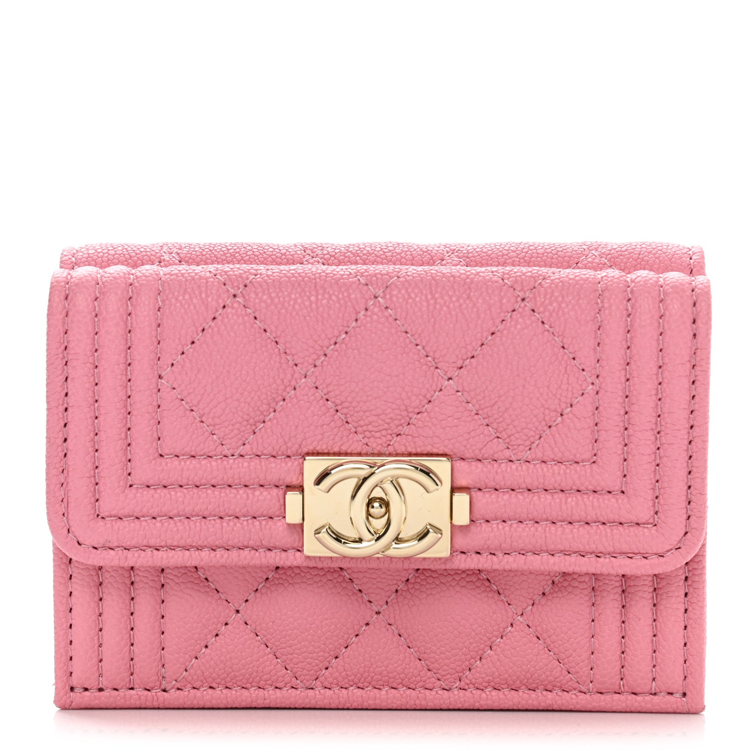 Chanel Caviar Quilted Small Boy Flap Wallet Pink 1 of 10