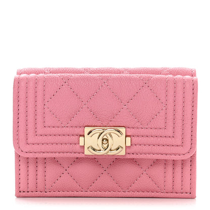 Chanel Caviar Quilted Small Boy Flap Wallet Pink 1 of 10