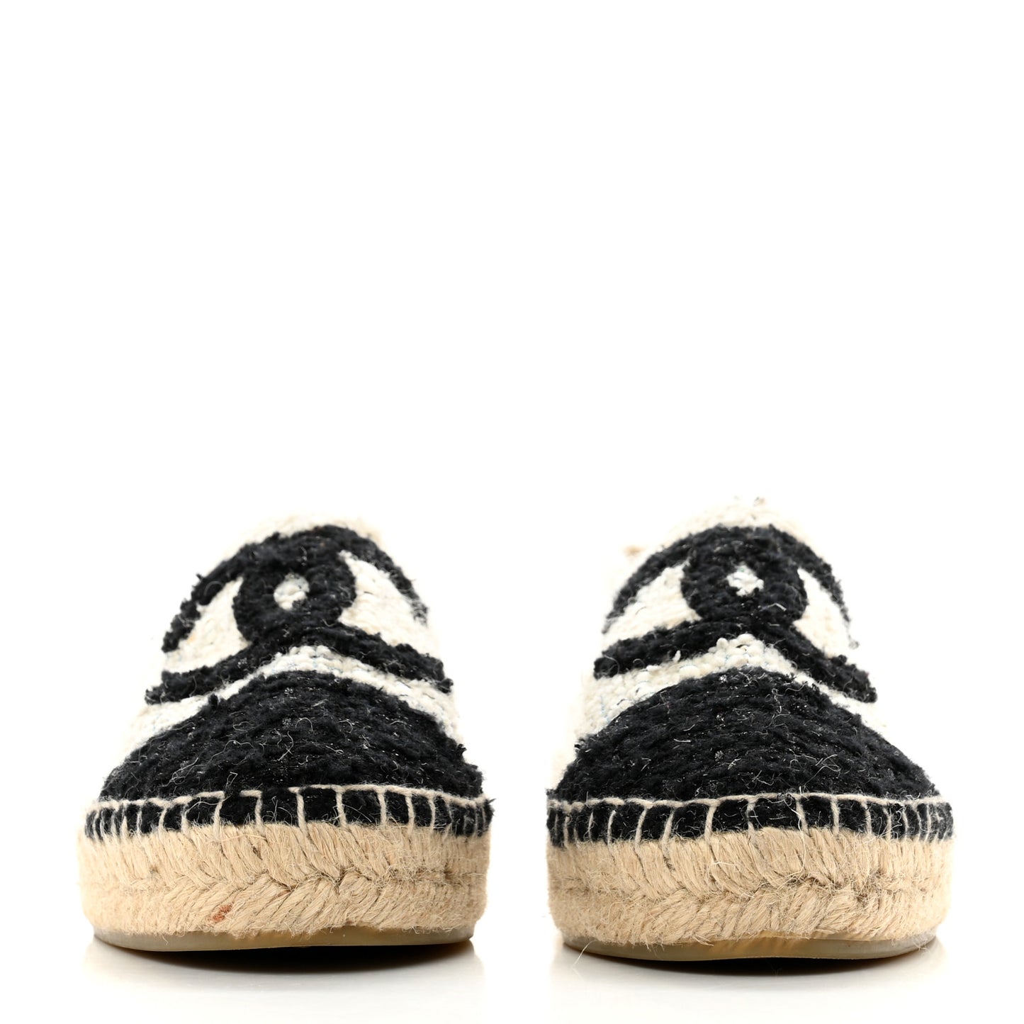 Tweed CC Espadrilles 36 Ecru White Blue Black
