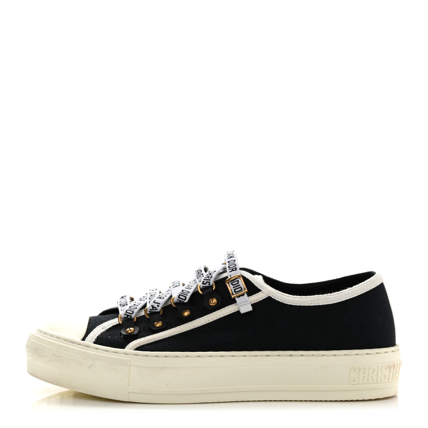 Christian Dior Canvas Dot Walk'N'Dior Low Top Sneakers 37.5 Black 1 of 8