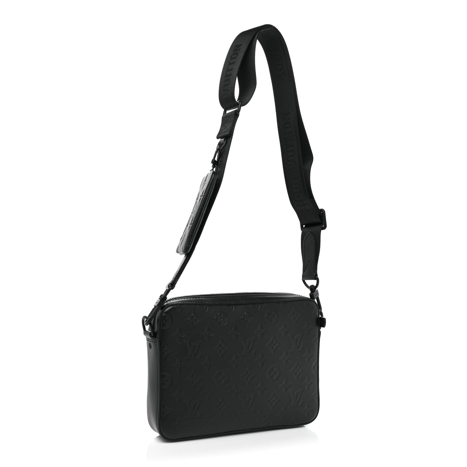 Louis Vuitton Calfskin Monogram Shadow Duo Messenger Black 3 of 8
