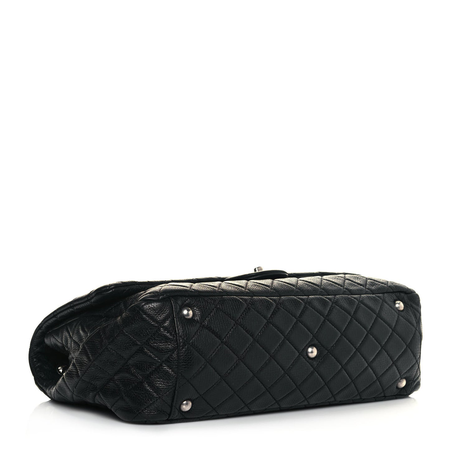 Calfskin Quilted XXL Travel Flap Bag Black