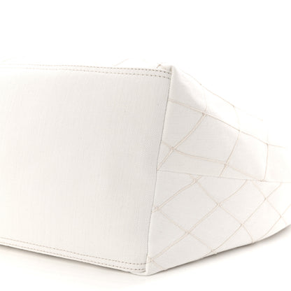 Chanel Denim Calfskin Quilted Coco Beach Small Shopping Tote White Black 11 of 11