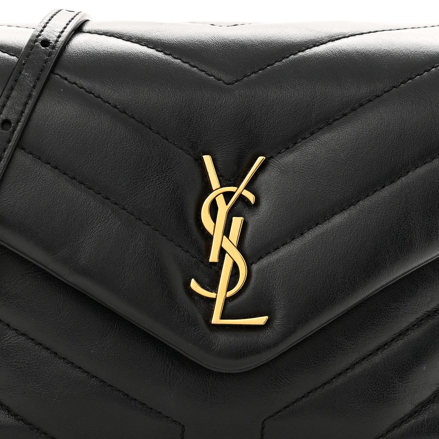Calfskin Y Quilted Monogram Toy Loulou Crossbody Bag Black