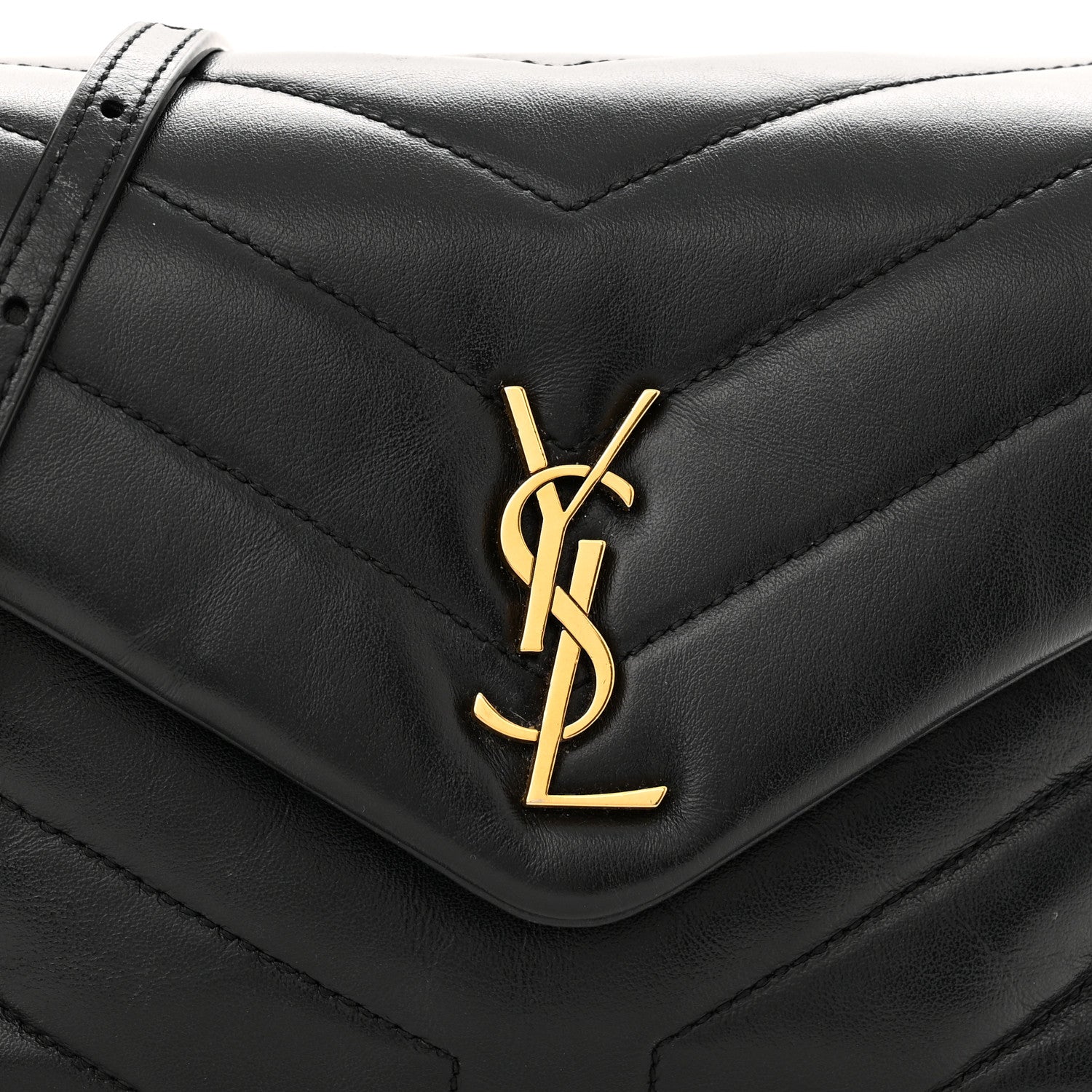 Saint Laurent Calfskin Y Quilted Monogram Toy Loulou Crossbody Bag Black 8 of 11