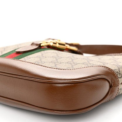 Gucci GG Supreme Monogram Azalea Calfskin Web Small Jackie 1961 Hobo Beige Ebony Brown Sugar 9 of 10