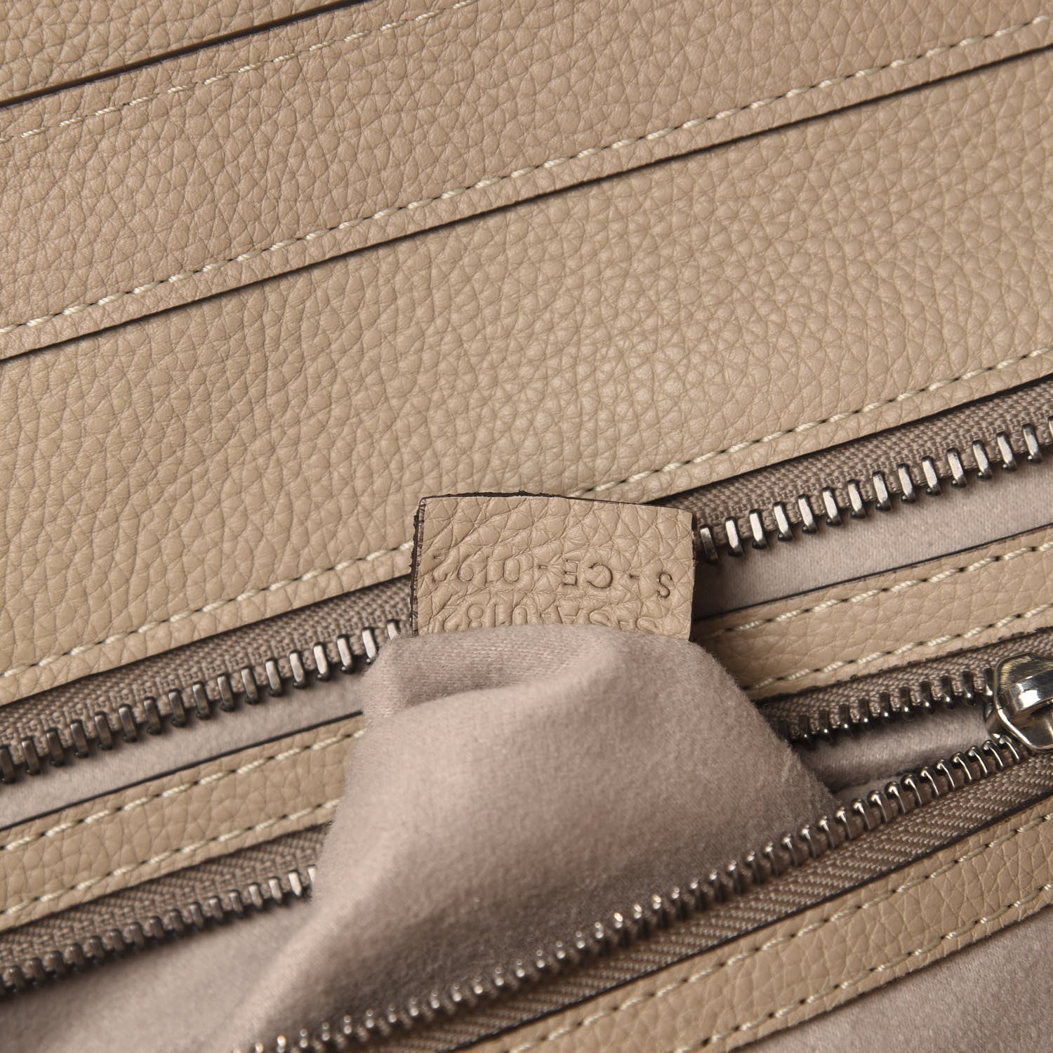 Celine Drummed Calfskin Shoulder Luggage Dune 9 of 10