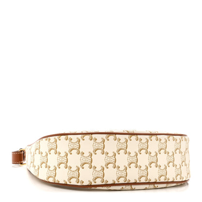 Celine Canvas Calfskin Ava Triomphe Shoulder Bag White 4 of 9