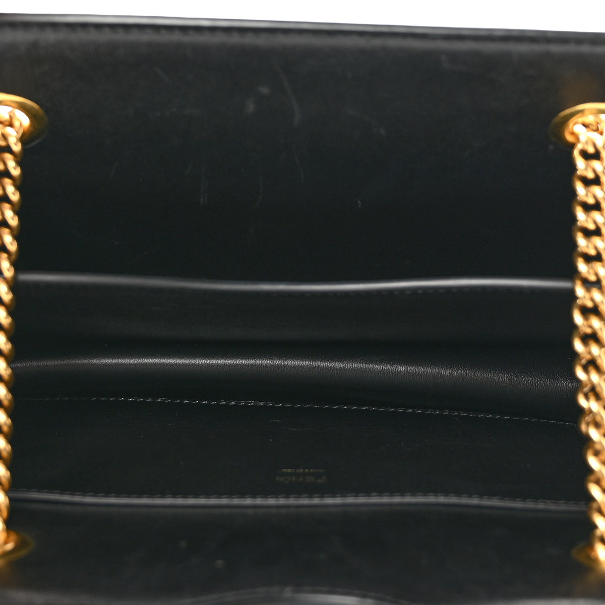 Fendi Vitello Glacier Karligraphy Pocket Shoulder Bag Black Gingerbread 5 of 10