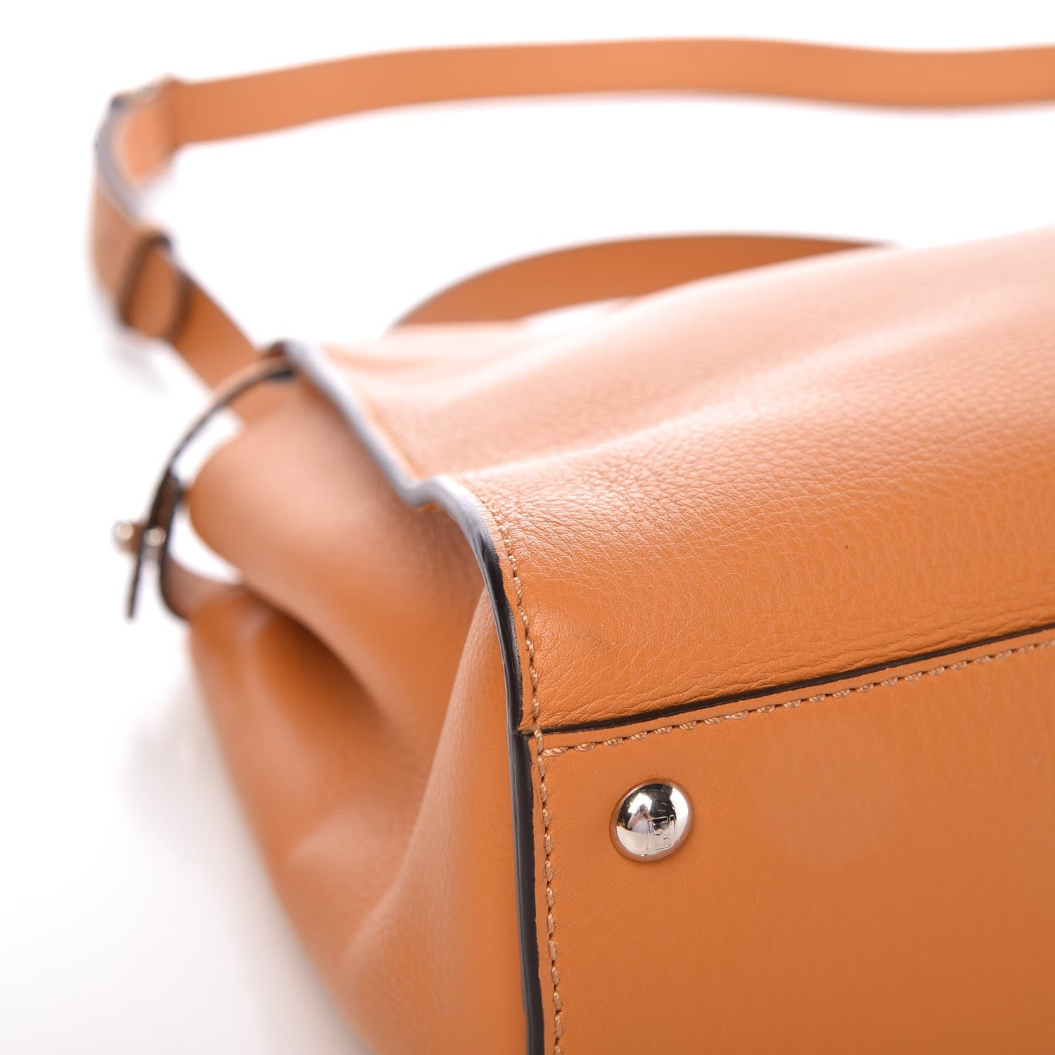 Fendi Vitello Seta Shiny Nappa Plexiglass Granite Medium Peekaboo Iconic Satchel Ginger Latte 12 of 15