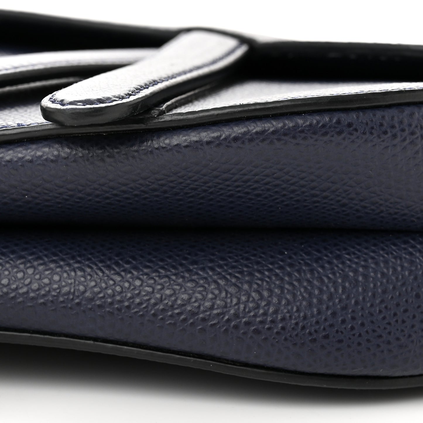 Grained Calfskin Mini Saddle Bag Navy