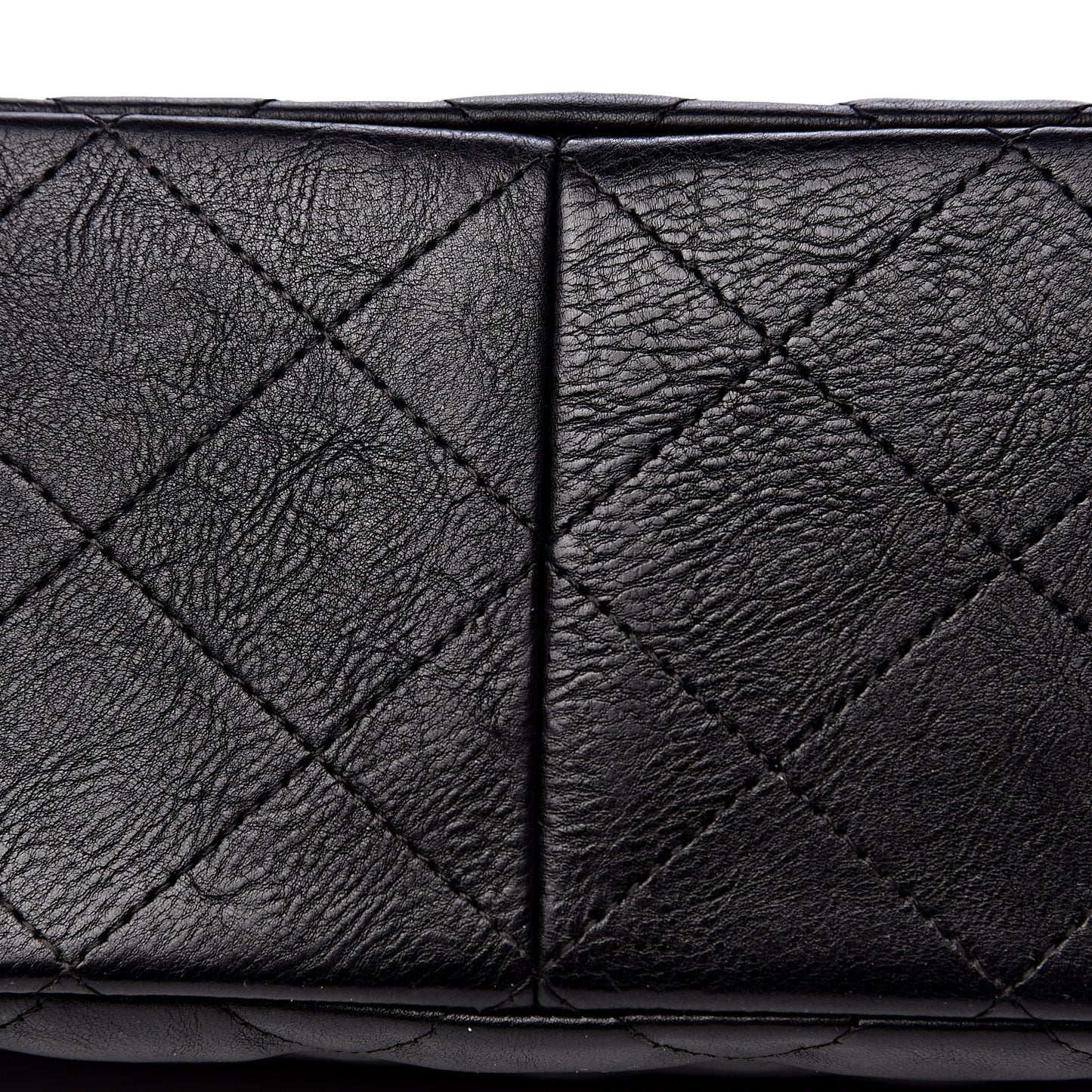 Crumpled Calfskin Quilted Jumbo Double Flap So Black