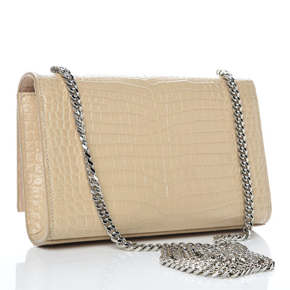 Saint Laurent Croc Calfskin Embossed Small Classic Monogram Kate Tassel Satchel Beige 4 of 11