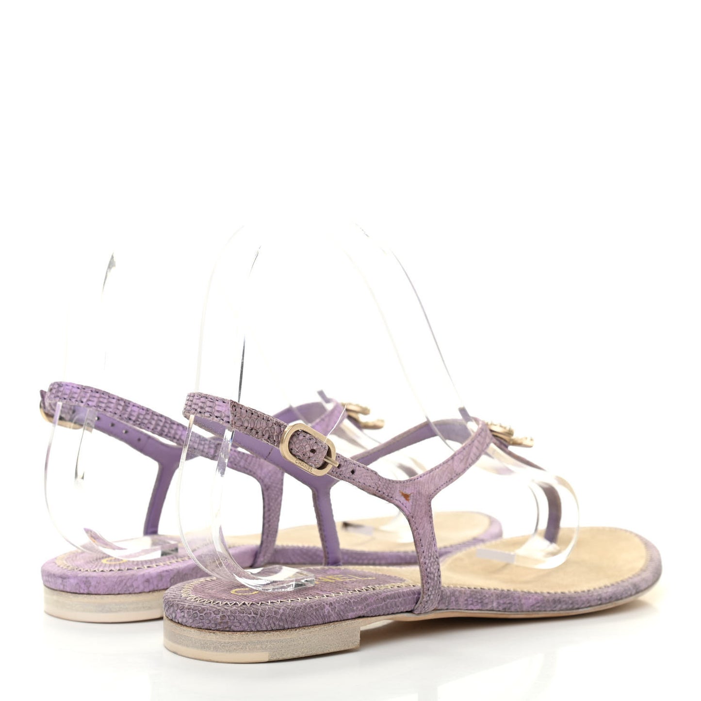 Lizard Pearl CC Thong Sandals 38 Light Purple